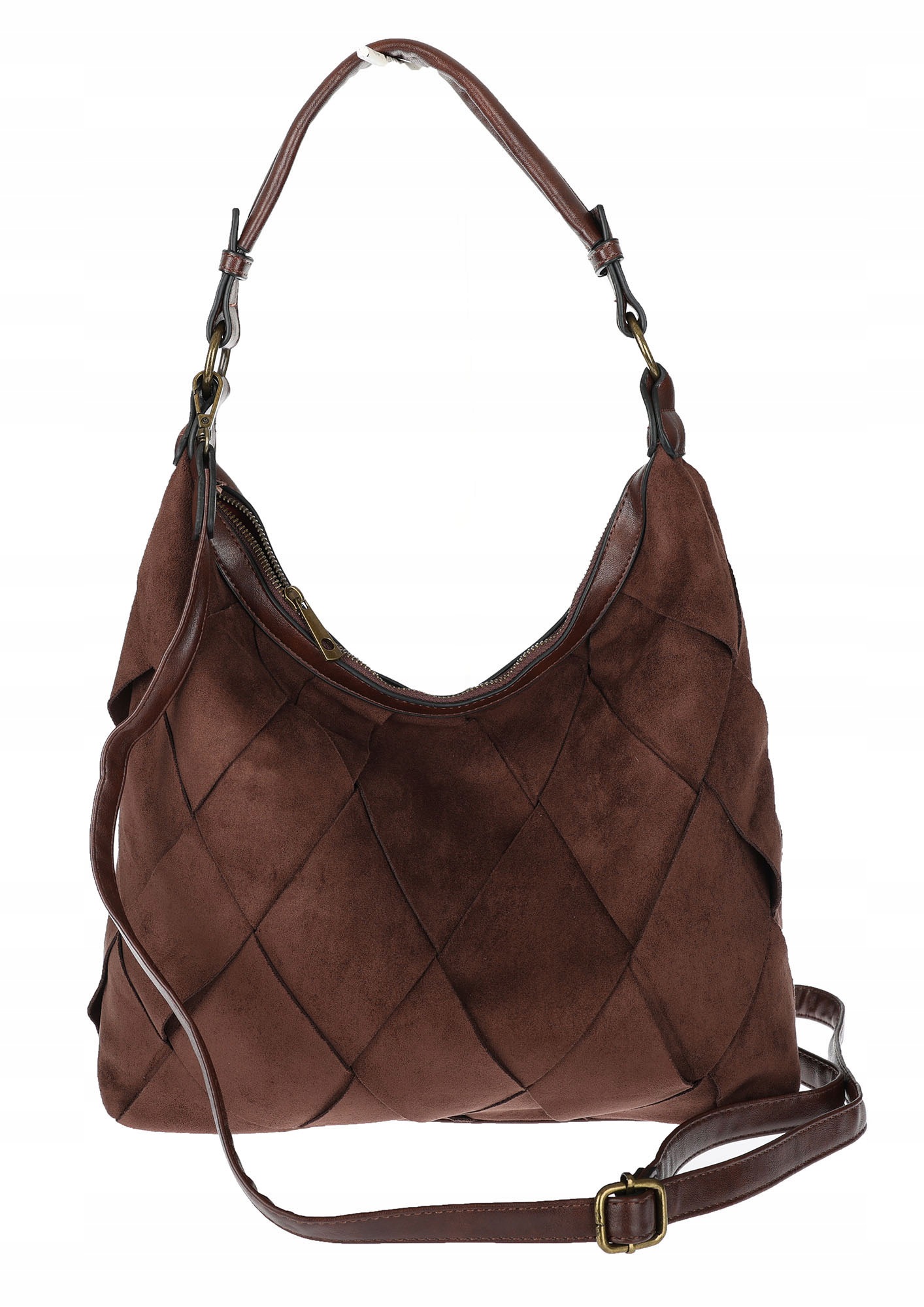 Dámská shopper kabelka, semišová taška, pletená, lehká taška TB49 Čokoládová