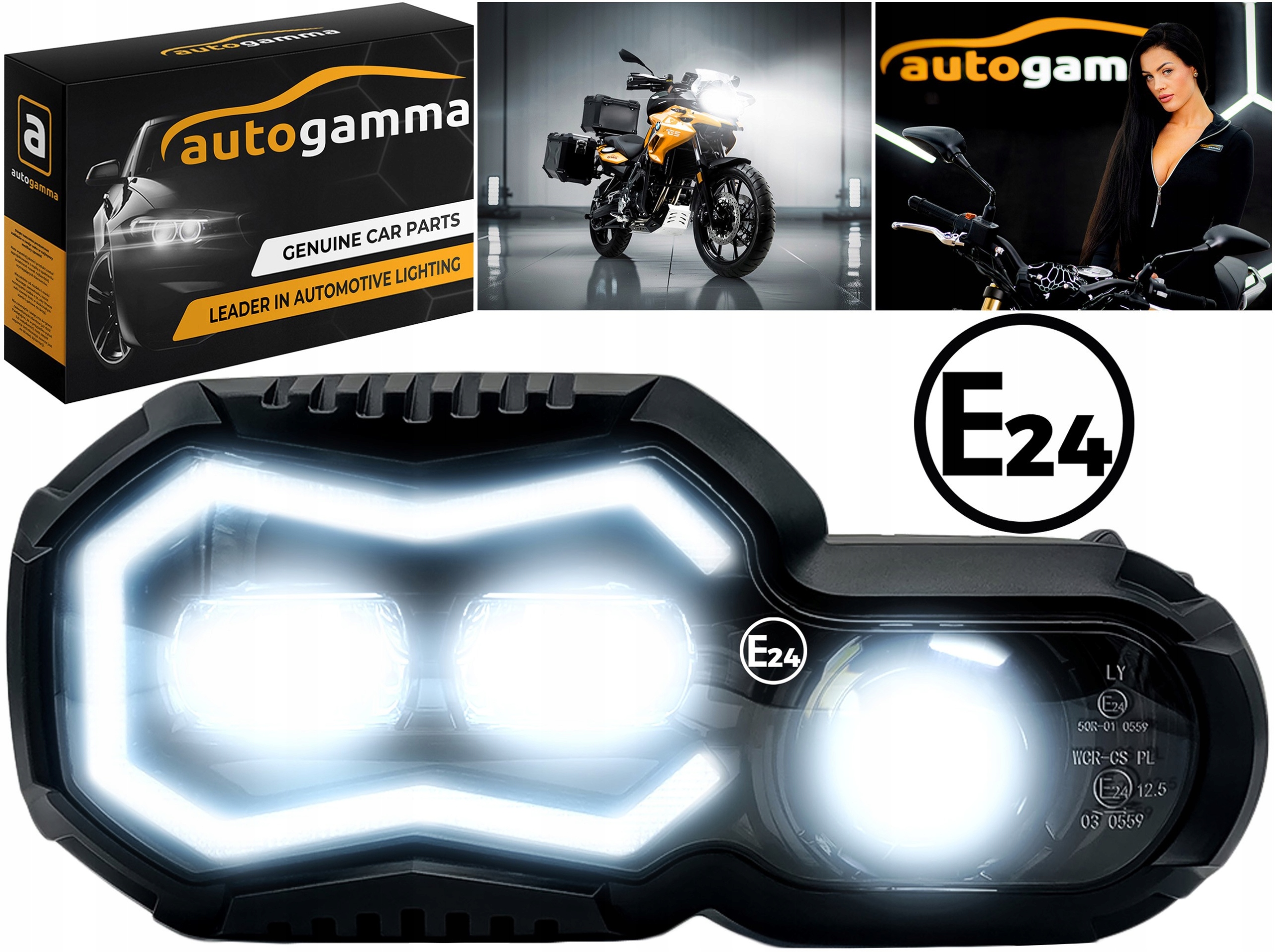 Plná motocyklová Led lampa Bmw F650 K72 F700 F800GS K73 K75 Homologácia E24