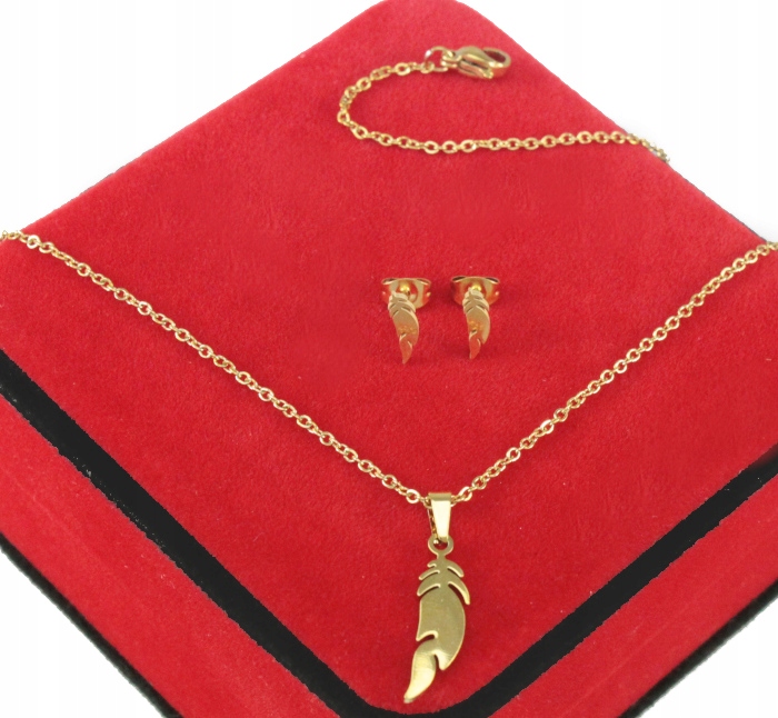 

Złoty Komplet Piórka Stal Chirurgiczna