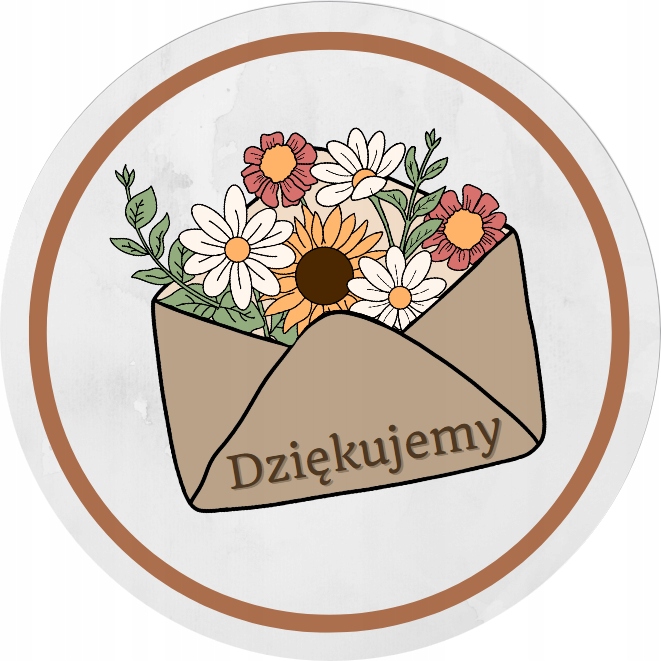 

Naklejki Dziękujemy Poczta Kwiaty 5 cm 60 szt