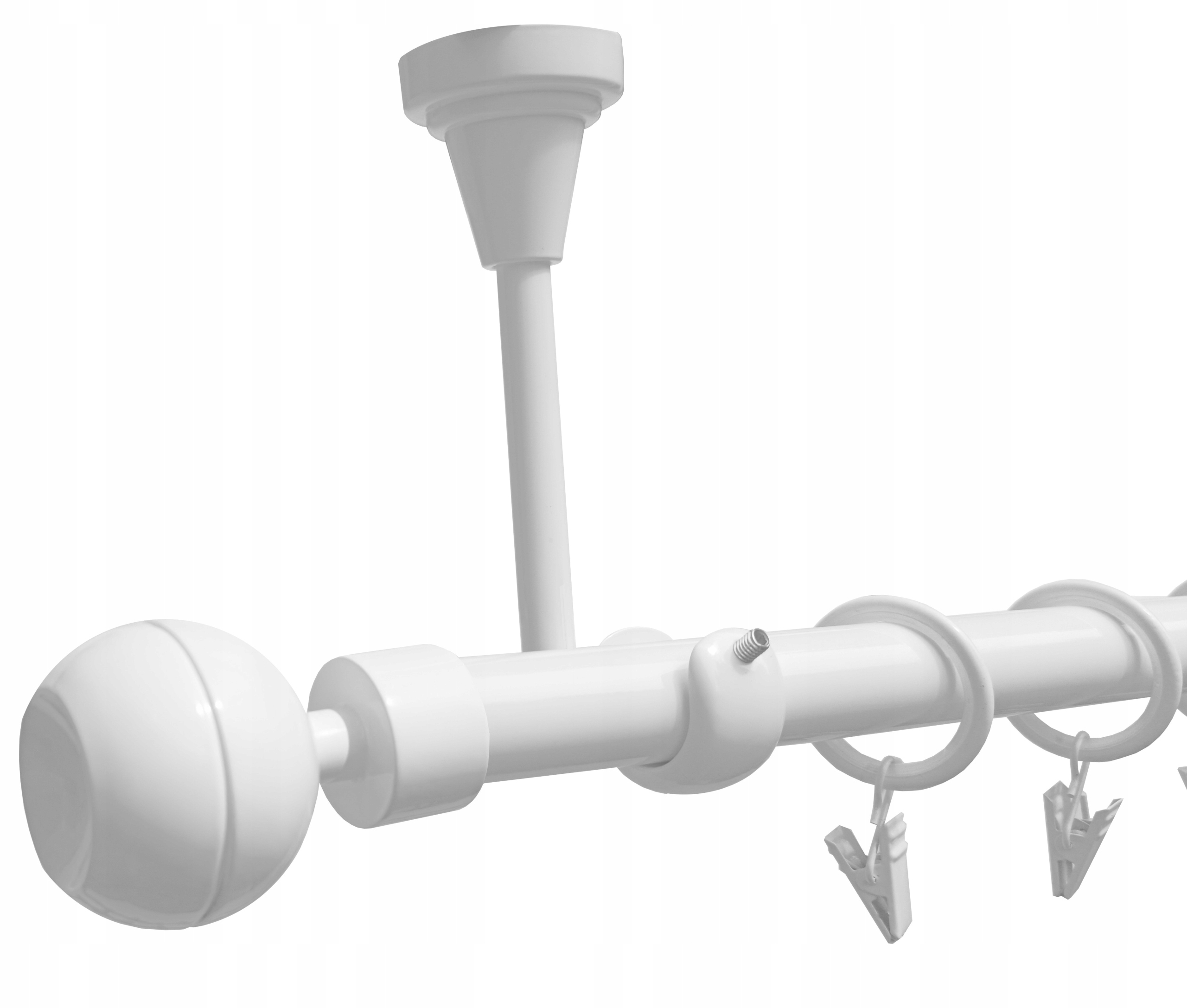 Jednoduchá Garnýž Stropní Kovový, barva bílá, mix koncovek 19 mm, 360 cm