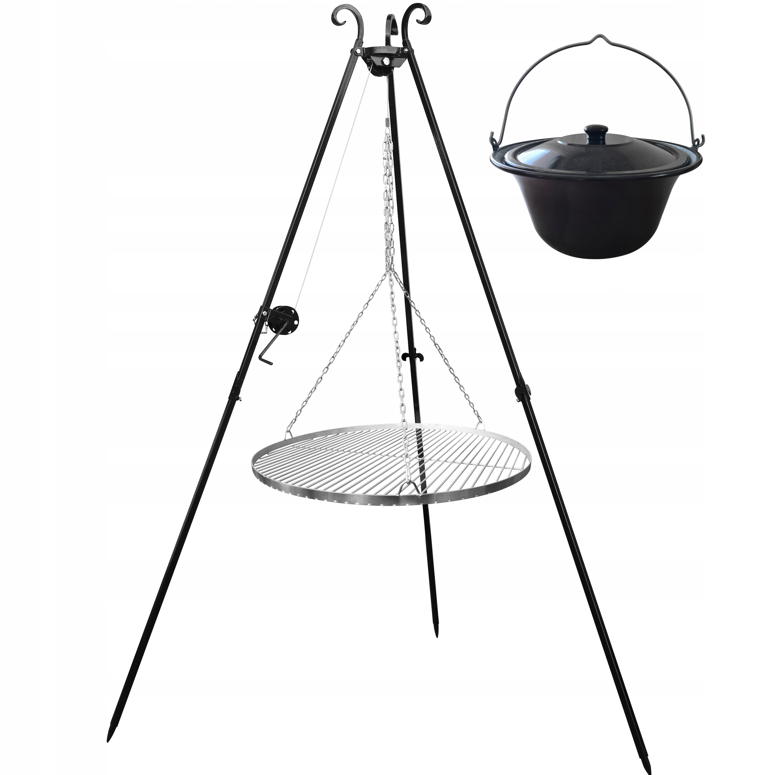 Grill Trójnóg Ogrodowy Ogniskowy Ruszt 60 Kociołek Węgierski Garnek Stojak