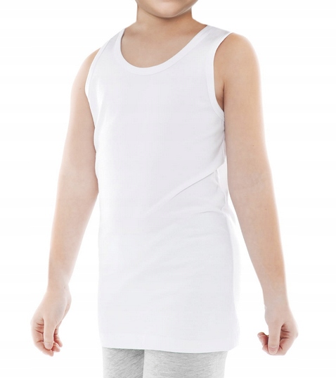 Podkoszulka na szerokich ramiączkach biały bawełna 152 Wiek dziecka 10 lat +