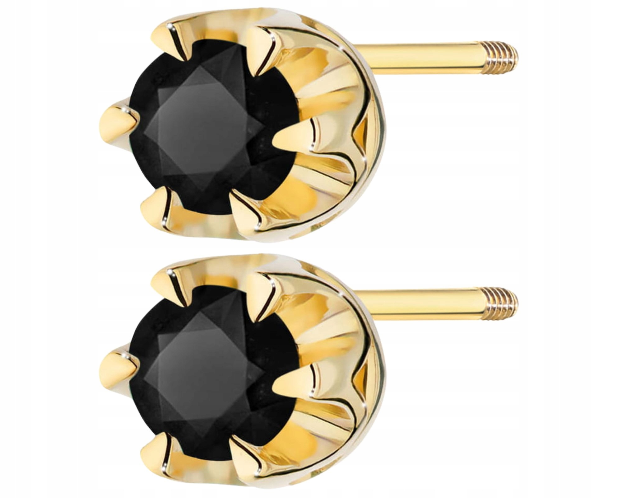 Zlaté Náušnice S Černými Brilianty, Šroubovací Tyčinka, Zlato 585