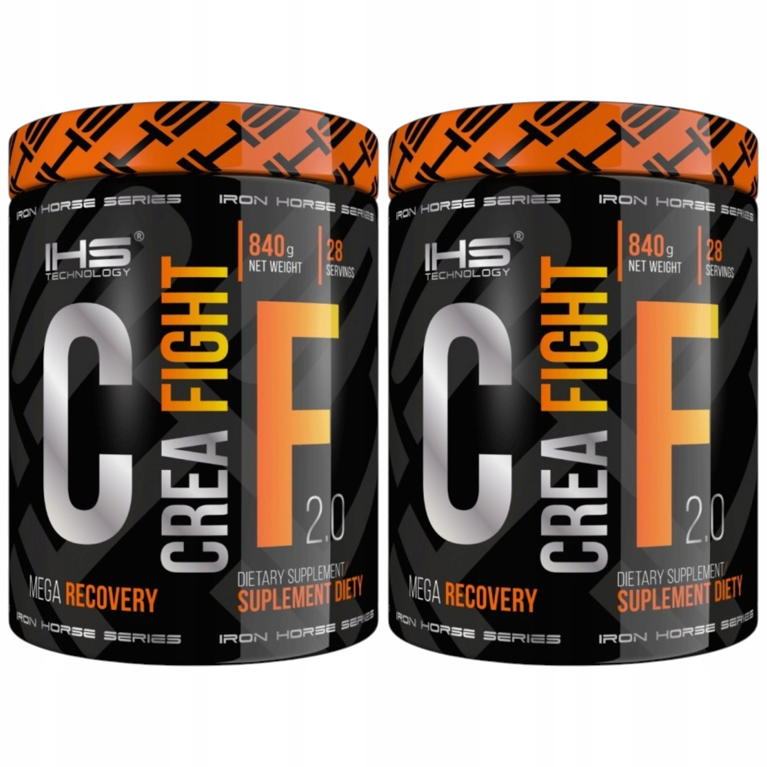 2x Kreatin Monohydrát Regenerace Bílkoviny Hořčík Crea Fight 840 g Iron Horse