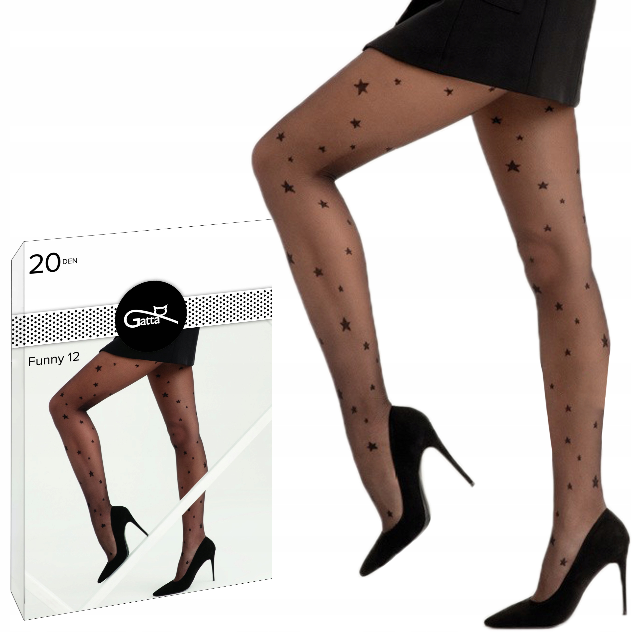 

Gatta rajstopy Funny 12 20 den Lycra gwiazdki 4-L