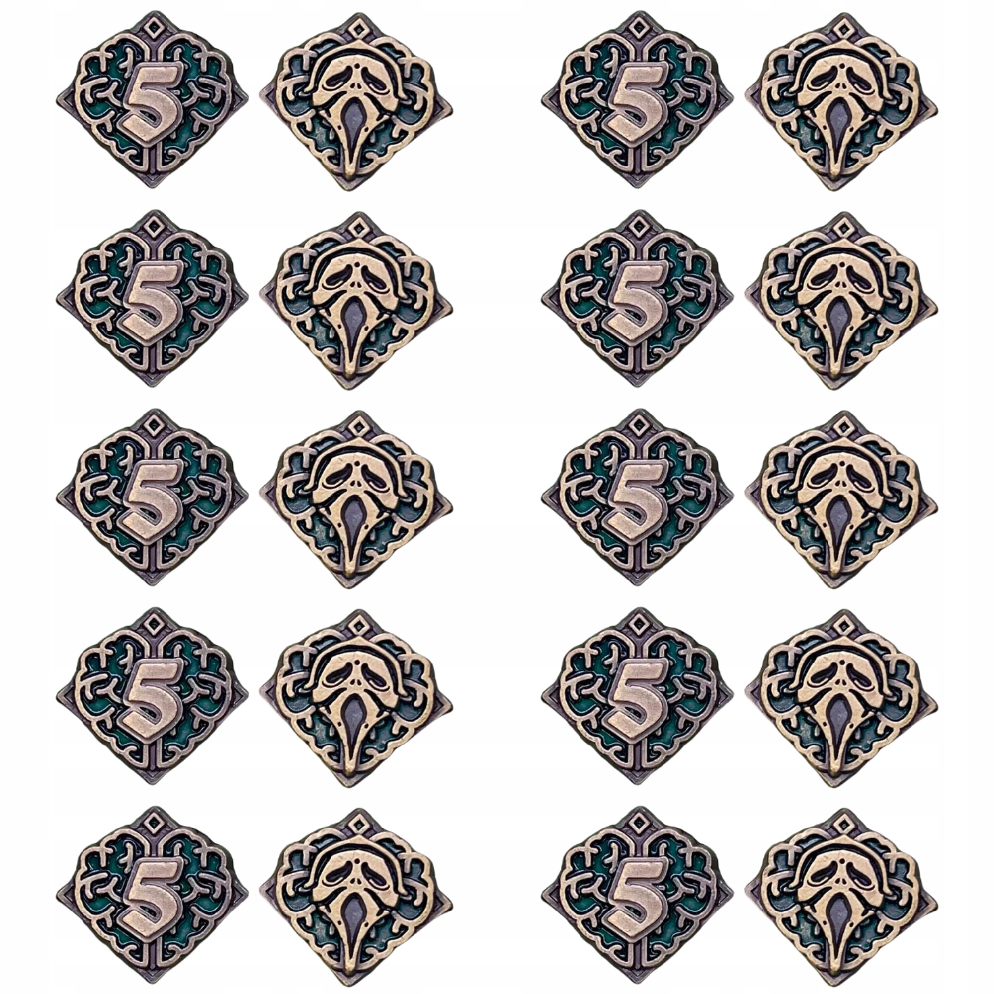 POCZYTALNOŚĆ SANITY 5 ZESTAW 10 METALOWYCH MONET ZAMIENNIK DO ARKHAM HORROR