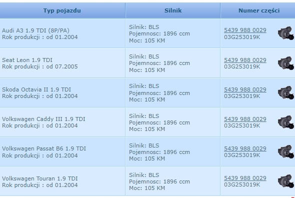 VW Touran 1.9tdi 105km 54399700029 BLS Wersja Europejska