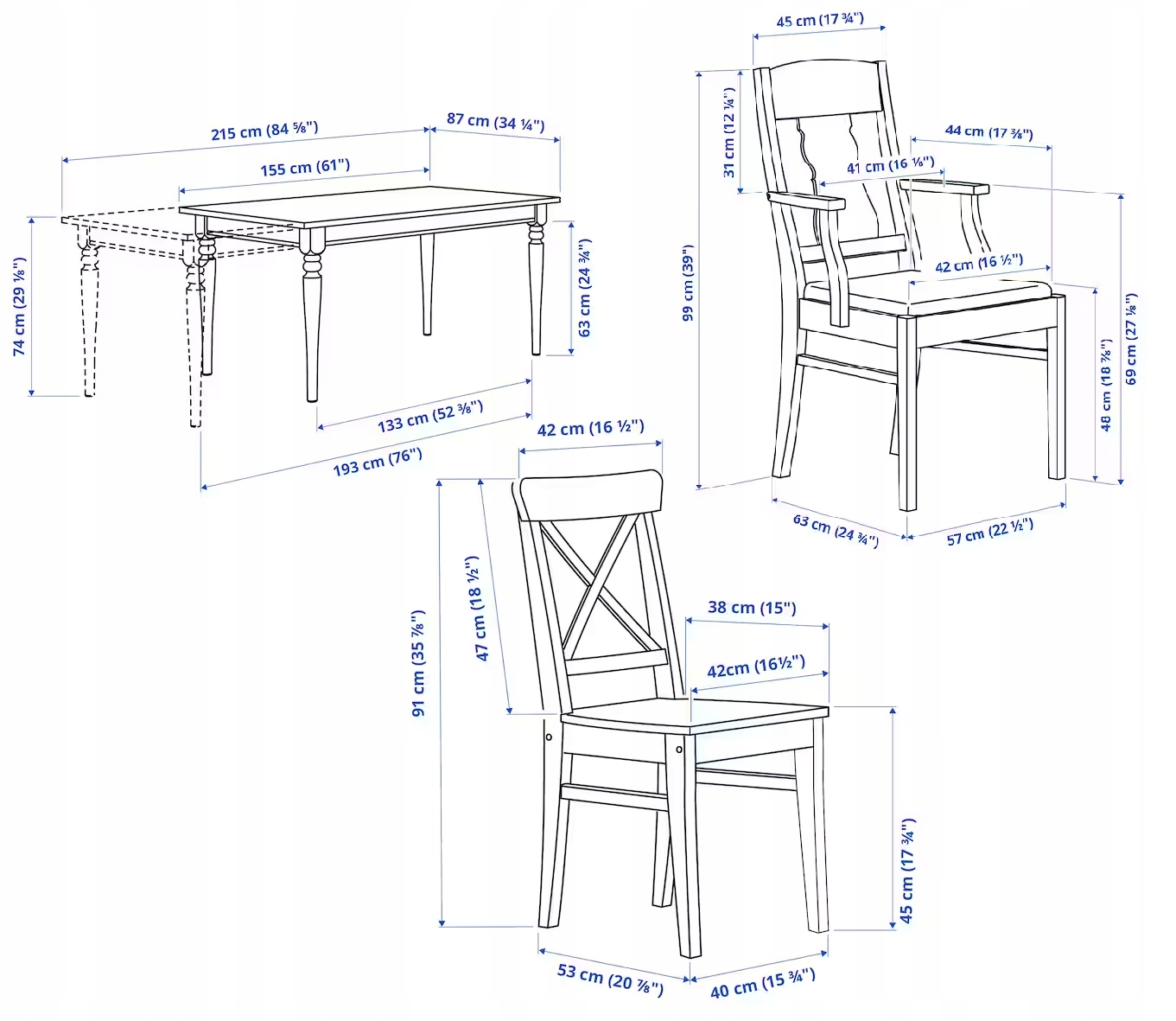 IKEA INGATORP INGOLF Stół i 6 krzeseł Nolhaga Kod producenta 39280679