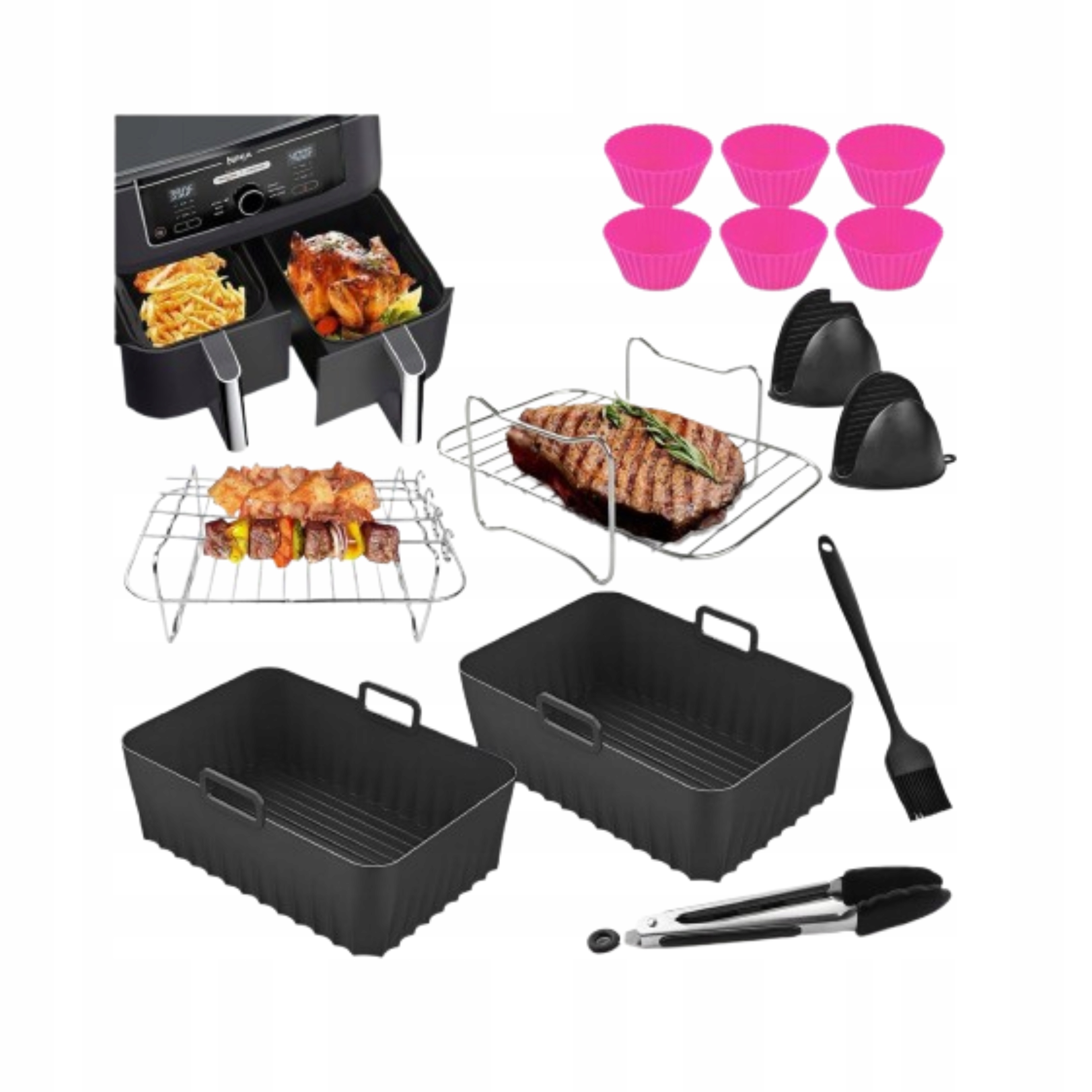 Akcesoria pro beztukovou fritézu AirFryer Ninja Sada 21 kusů.