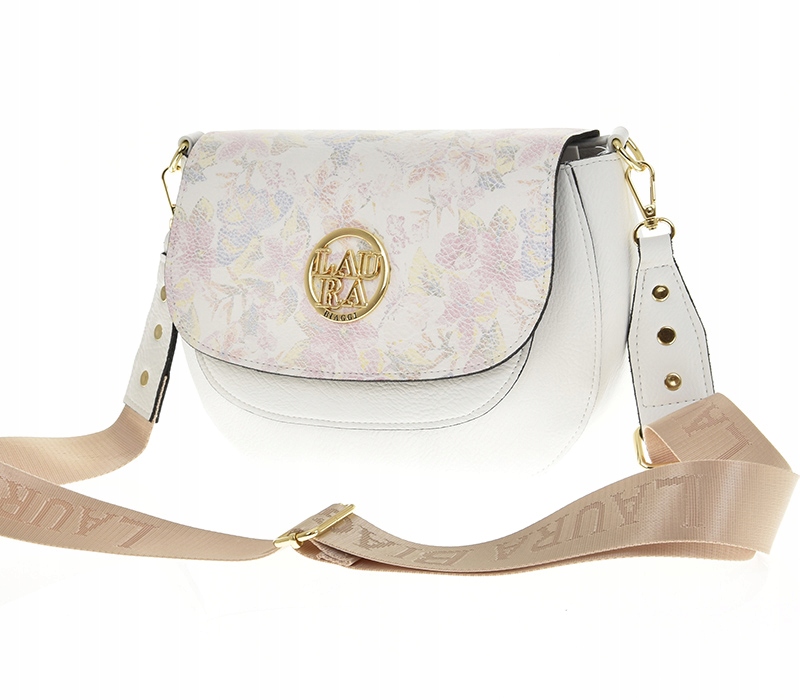 Laura Biaggi kabelka přes rameno eko kůže bílá, květiny, léto
