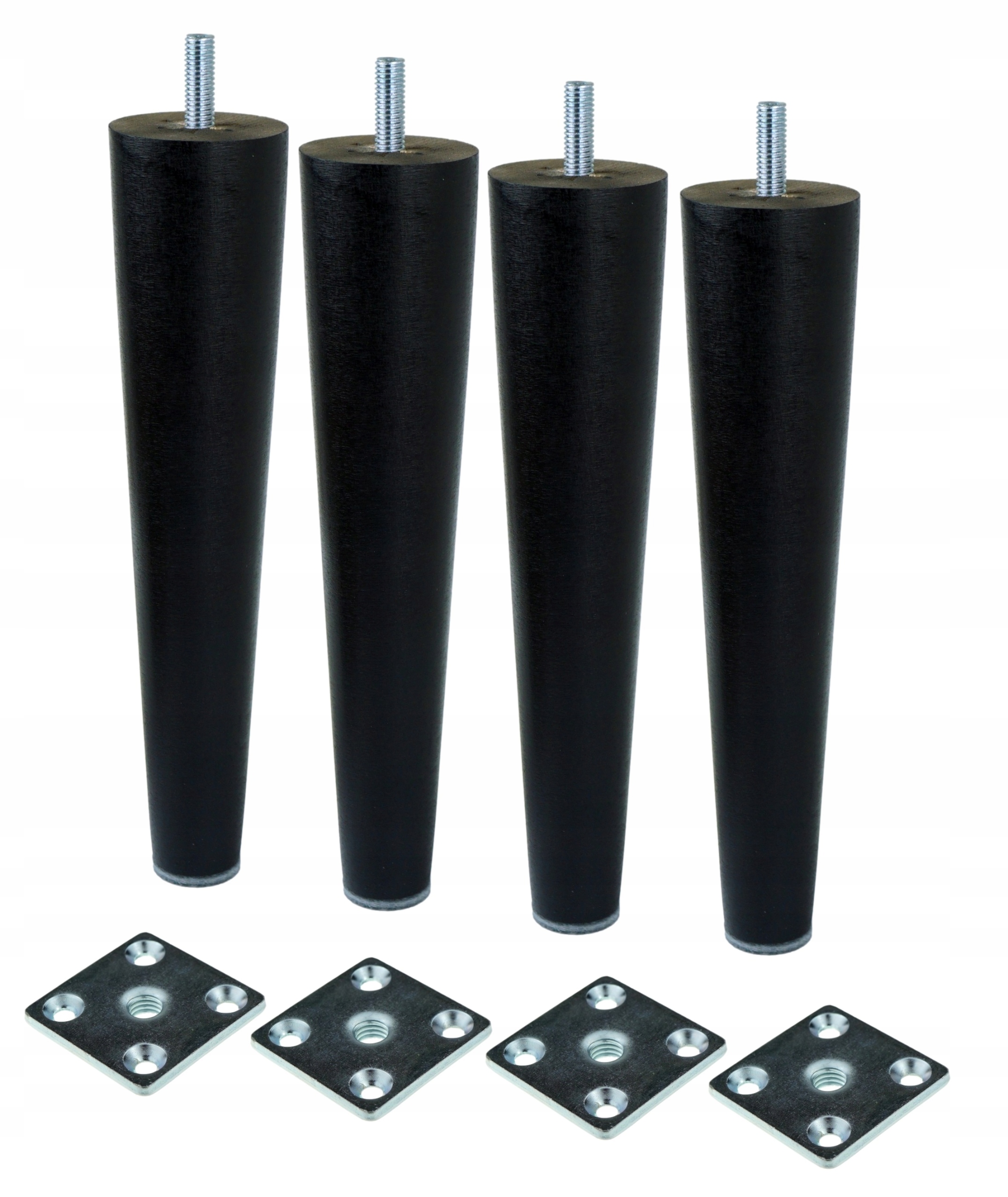 

Nogi Nóżki Drewniane czarne 20 cm blachy zestaw