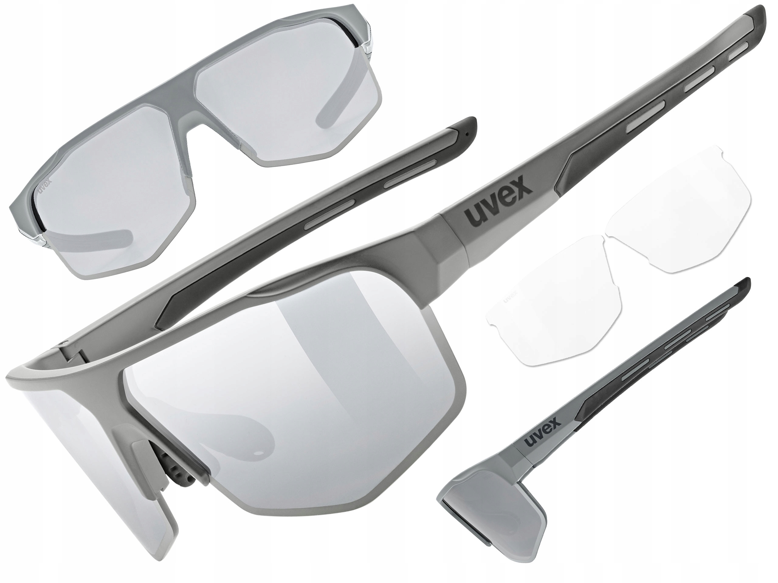 Cyklistické brýle Uvex Axos set šedá matná (zrcadlově stříbrná) S3/S0