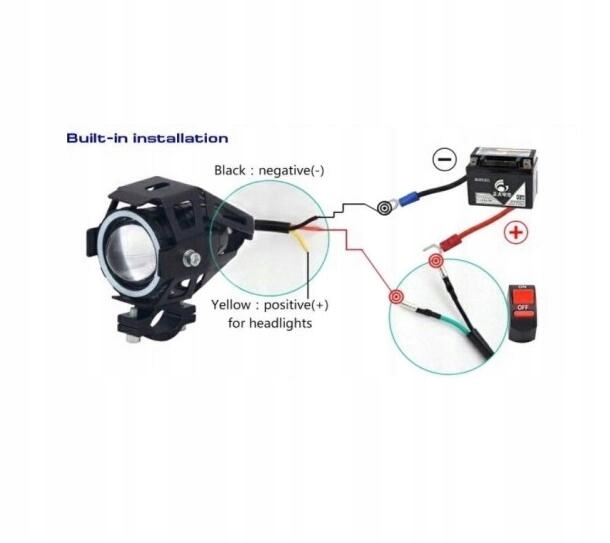 2x HALOGENY MOTOCYKLOWE LAMPY REFLEKTORY RING LED Producent bez marki