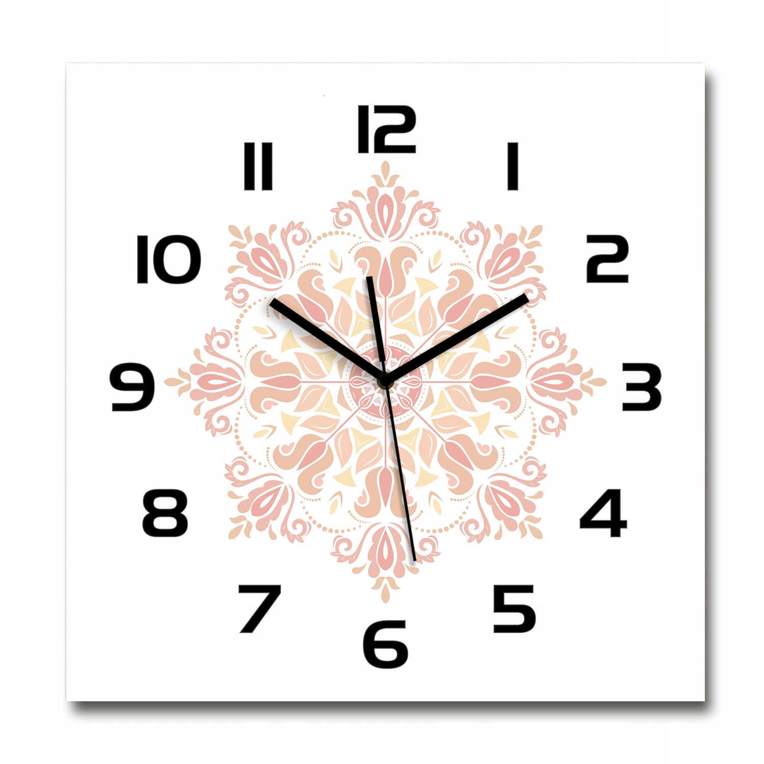 Velký čtvercový skleněný hodinový stroj Ornamenty 60x60 cm