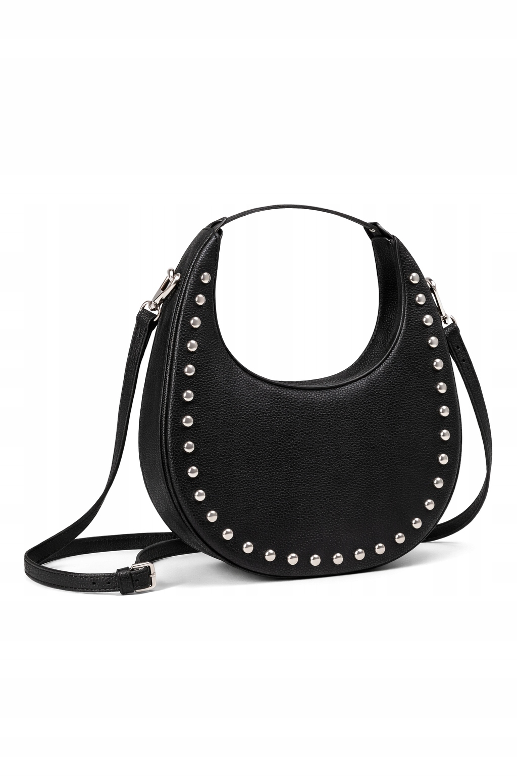 Černá Kabelka Z Přírodní Kůže S Cvočky I1B