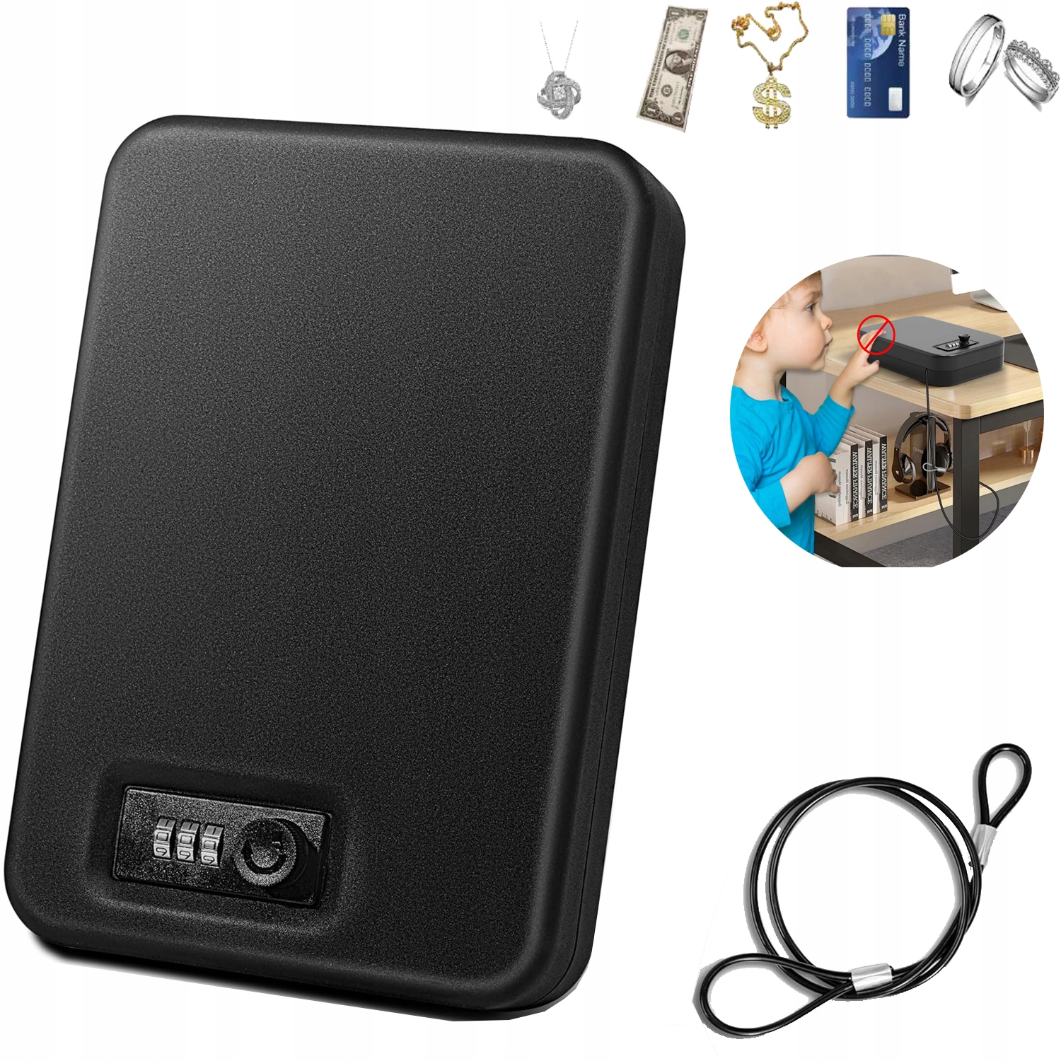 MAŁY SEJF Z BLOKADĄ ELEKTRONICZNĄ, SKRZYNKA BEZPIECZEŃSTWA, INTELIGENTNY SEJF DO SAMOCHODU, DOMU