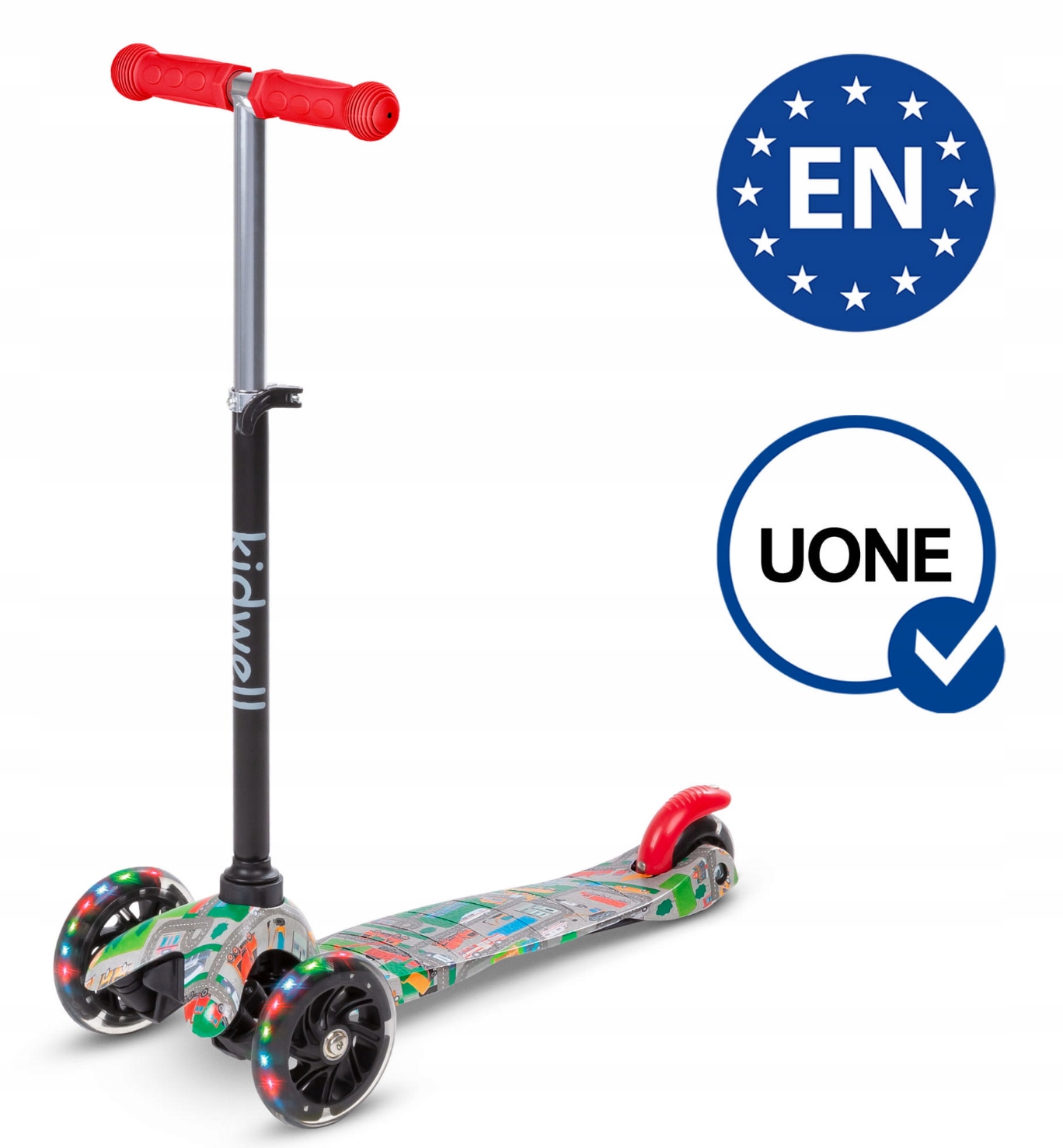 KIDWELL, UNO CITY, HULAJNOGA TRÓJKOŁOWA Kolor Czarny Czerwony Zielony