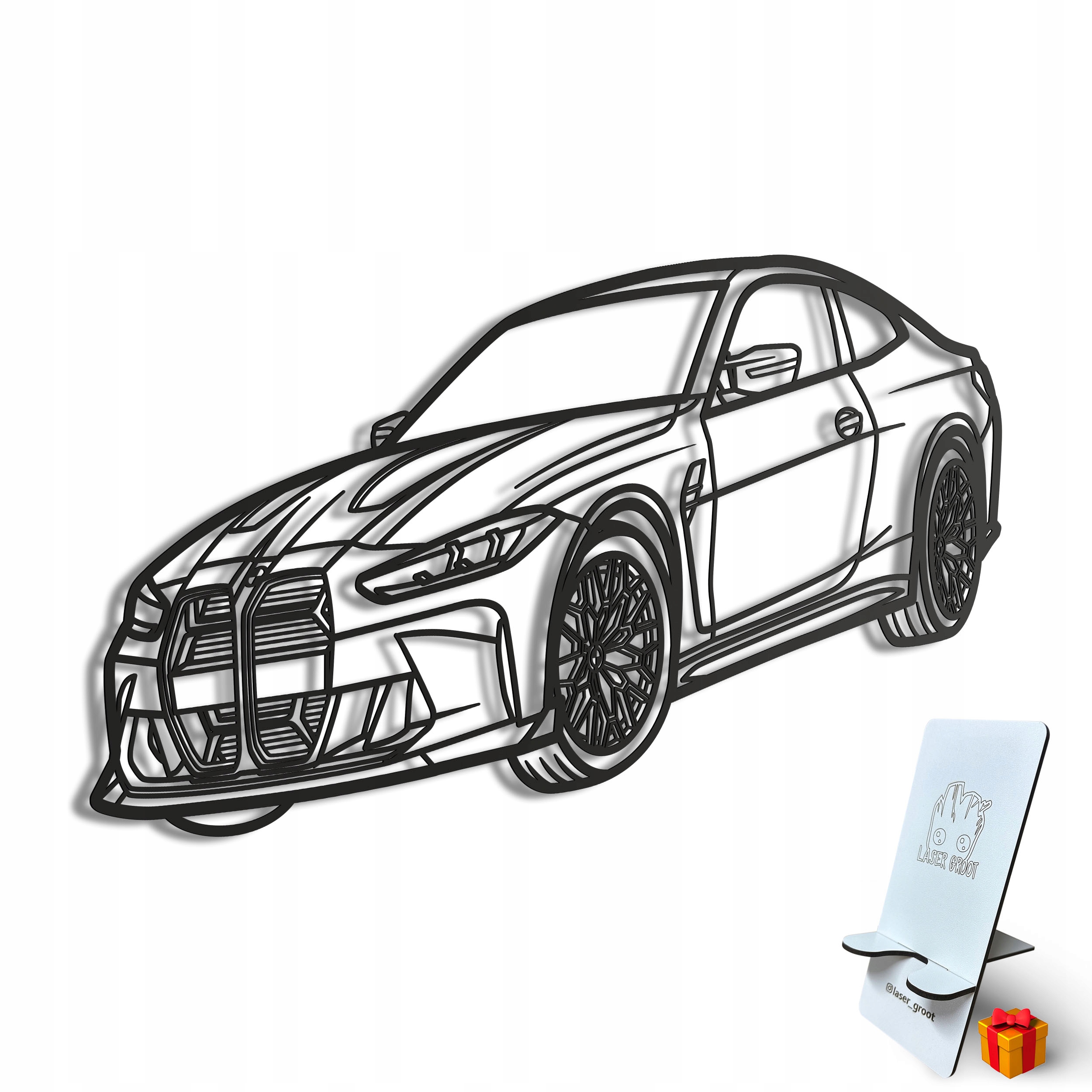Dřevěný 3D obraz Bmw M4 line ve stylu Line Nástěnná Dekorace Dárek XXL