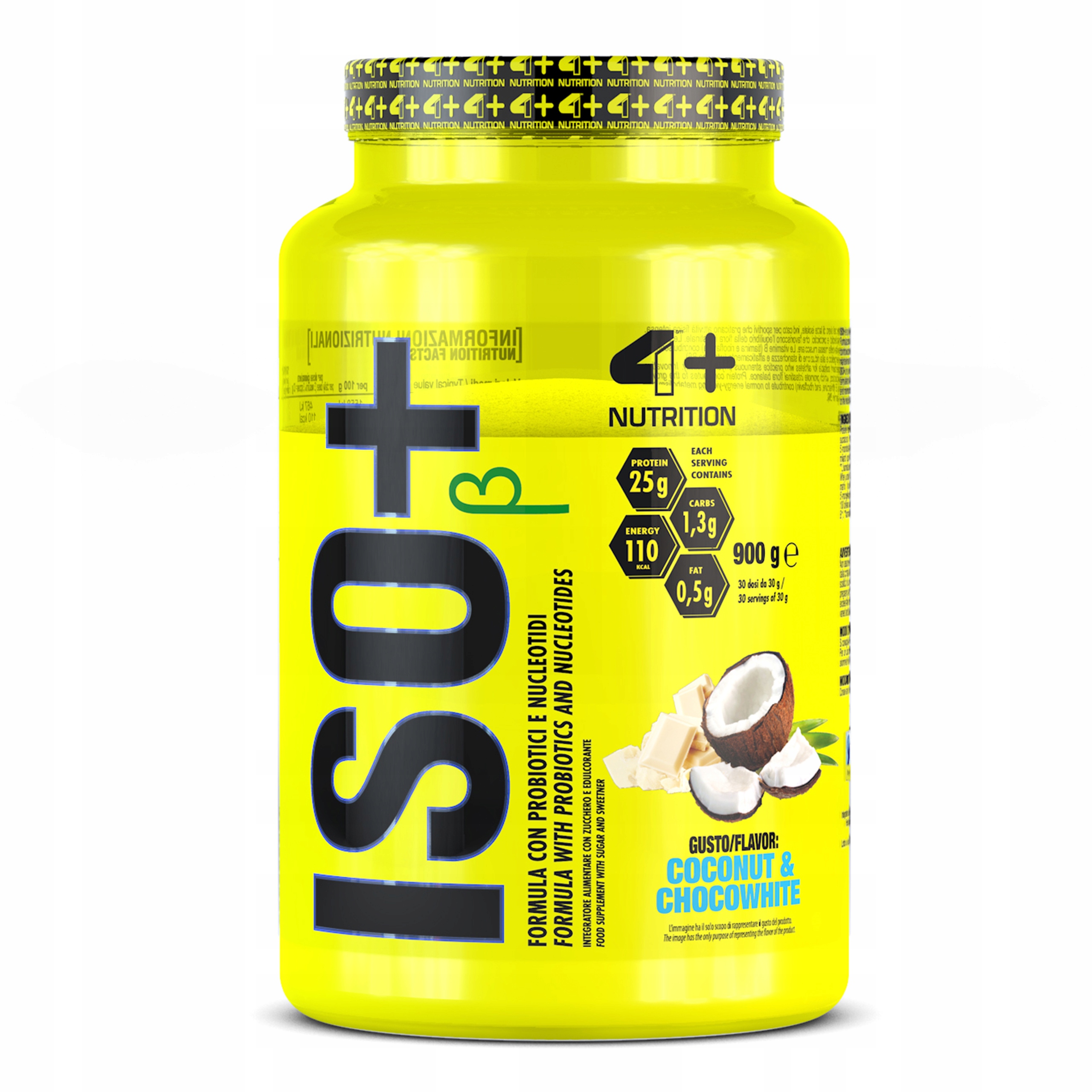 Proteinový Izolát 4+ Nutrition Iso+ 900 g Wpi Probiotika Kokos Čokoláda