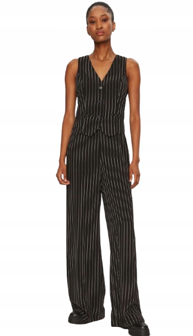 Dkny Černý Overal S Proužky A Výstřihem Do V Bez Rukávů 36 J2E