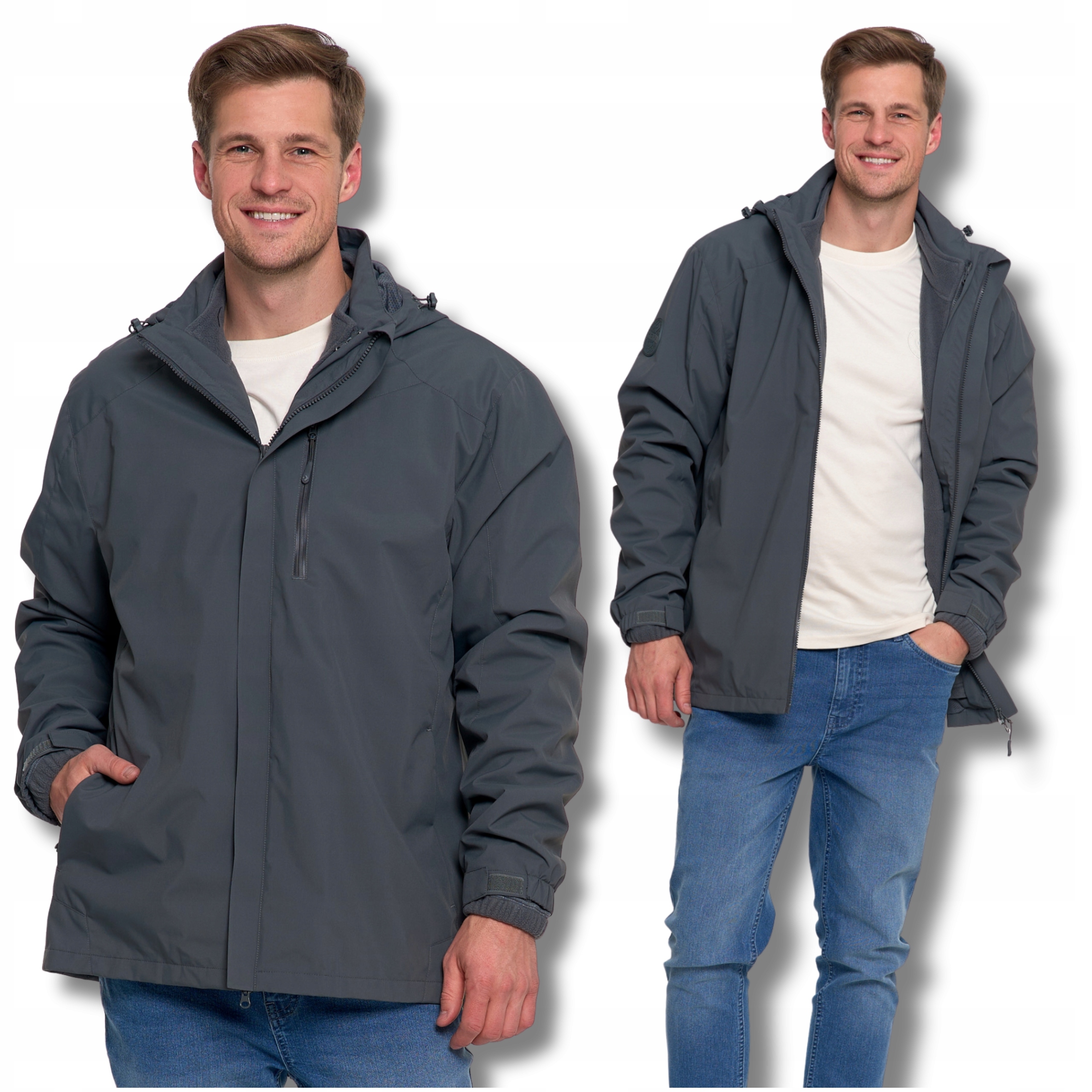 Pánská Nepromokavá Bunda S Kapucí 3V1 S Odnímatelným Teplým Fleecem Moraj M