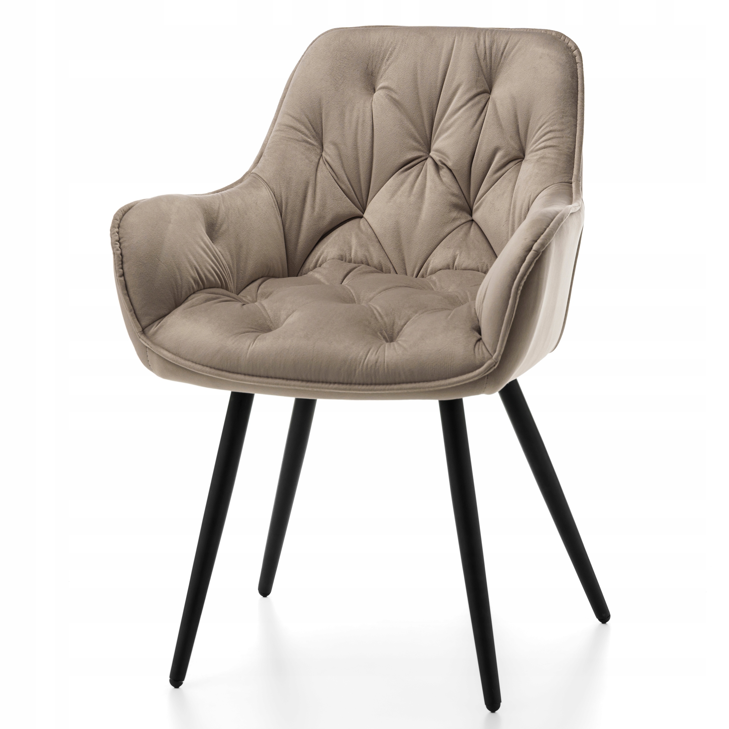 KRZESŁO TAPICEROWANE PIKOWANE DO SALONU JADALNI WELUROWE BEŻOWE SIENA Kod producenta SIENA CIEMNOBEŻOWY WELUR