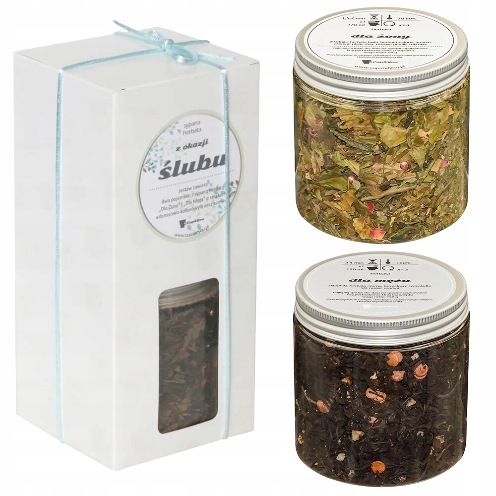 Zestaw prezentowy na Ślub Wesele Rocznicę herbata liściasta dla męża i żony