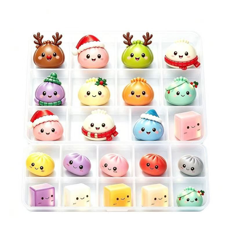 Адвент-календарь Goaduoynt Squishy 3D, 24 мялки-антистресс — фото 4