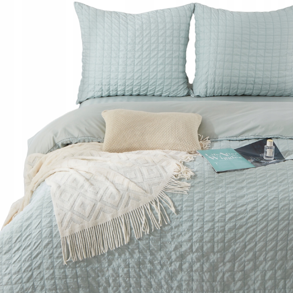 Pościel Marszczona Creasy Mikrofibra 220x200 2 Poszewki Szałwia