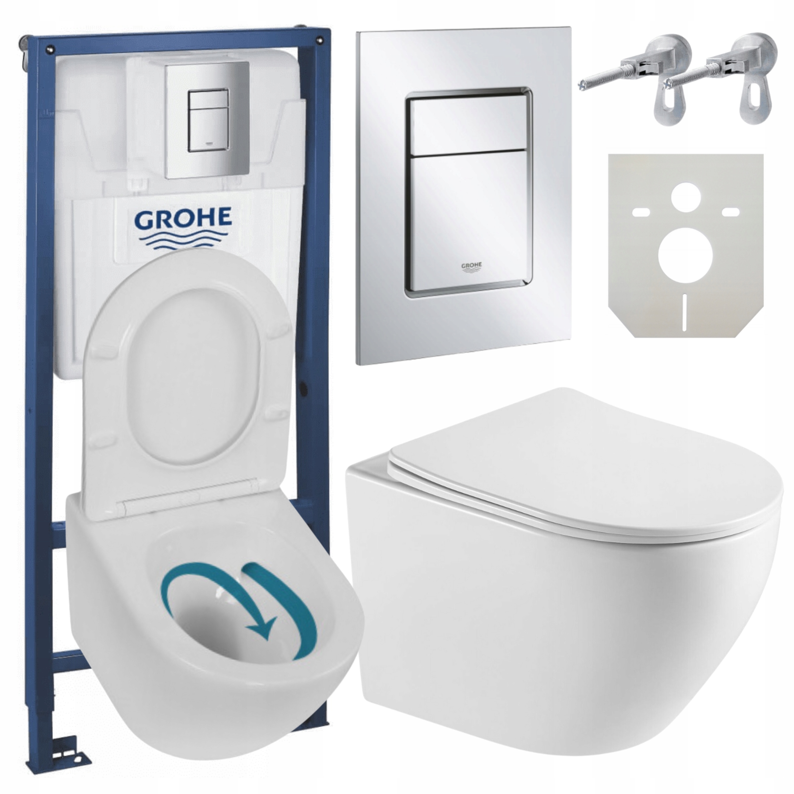 Stelaż Wc Grohe Podtynkowy Miska Wc Spłukiwanie Wirowe Zestaw 7w1