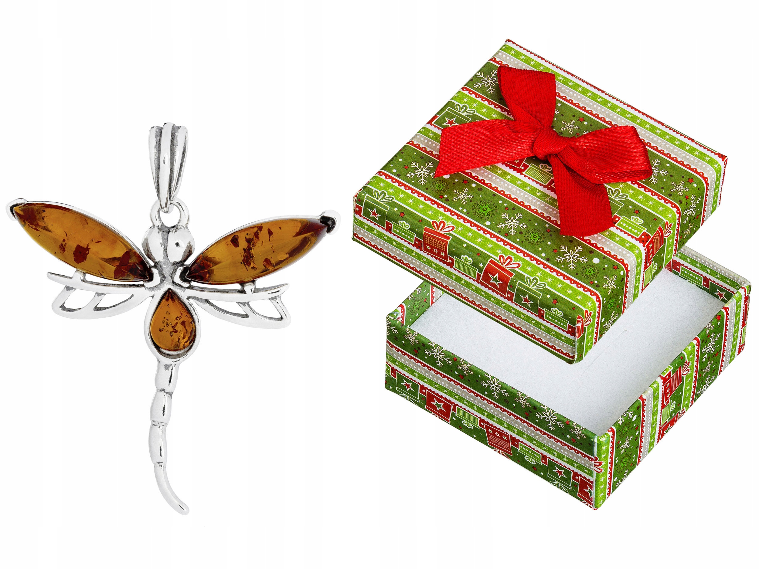 Stříbrný přívěsek Vážka s jantarem Oxidovaný dámský Přívěsek Hmyz Stříbro