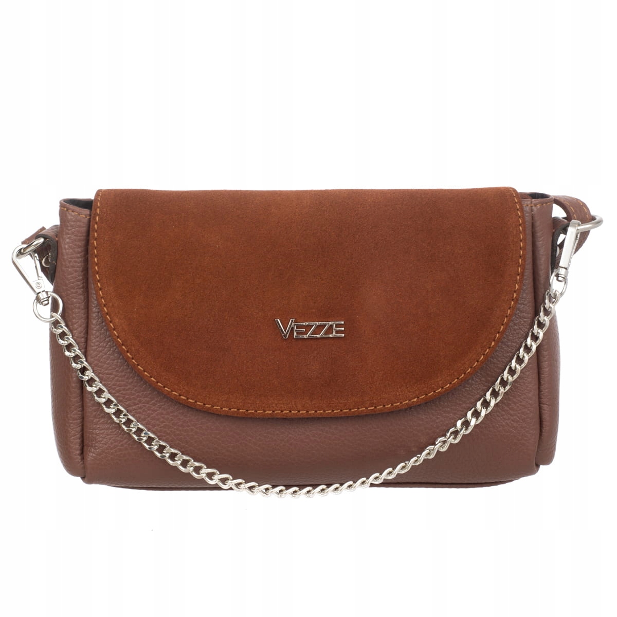 Kožená vizitková kabelka Vezze Carino Hnědá