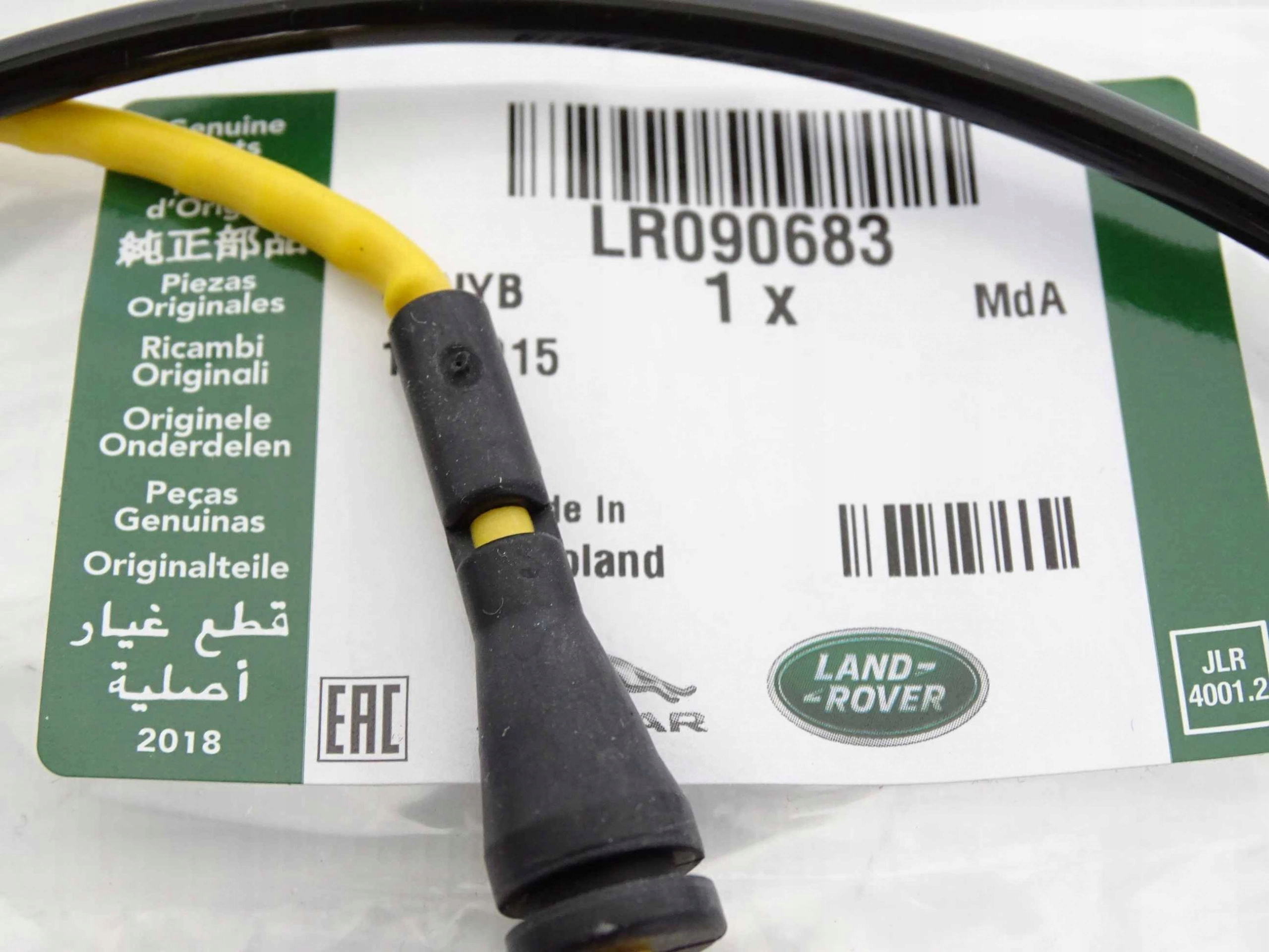 ORYGINAŁ czujnik zużycia klocków RANGE ROVER VELAR Producent części Land Rover OE