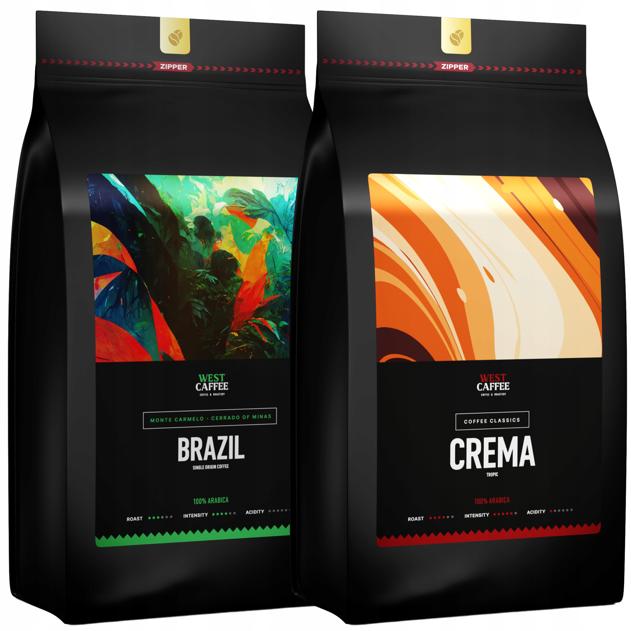Levně Káva Zrnková 2KG Set Crema Brazil 100% Arabica Čerstvě pražená