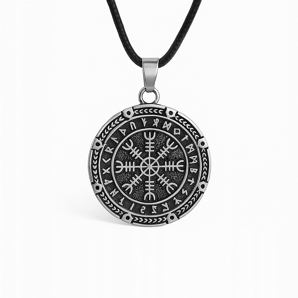 NASZYJNIK MEDALIK MEDALION WISIOR VEGVISIR KOMPAS WIKINGOWIE GRATIS RZEMYK