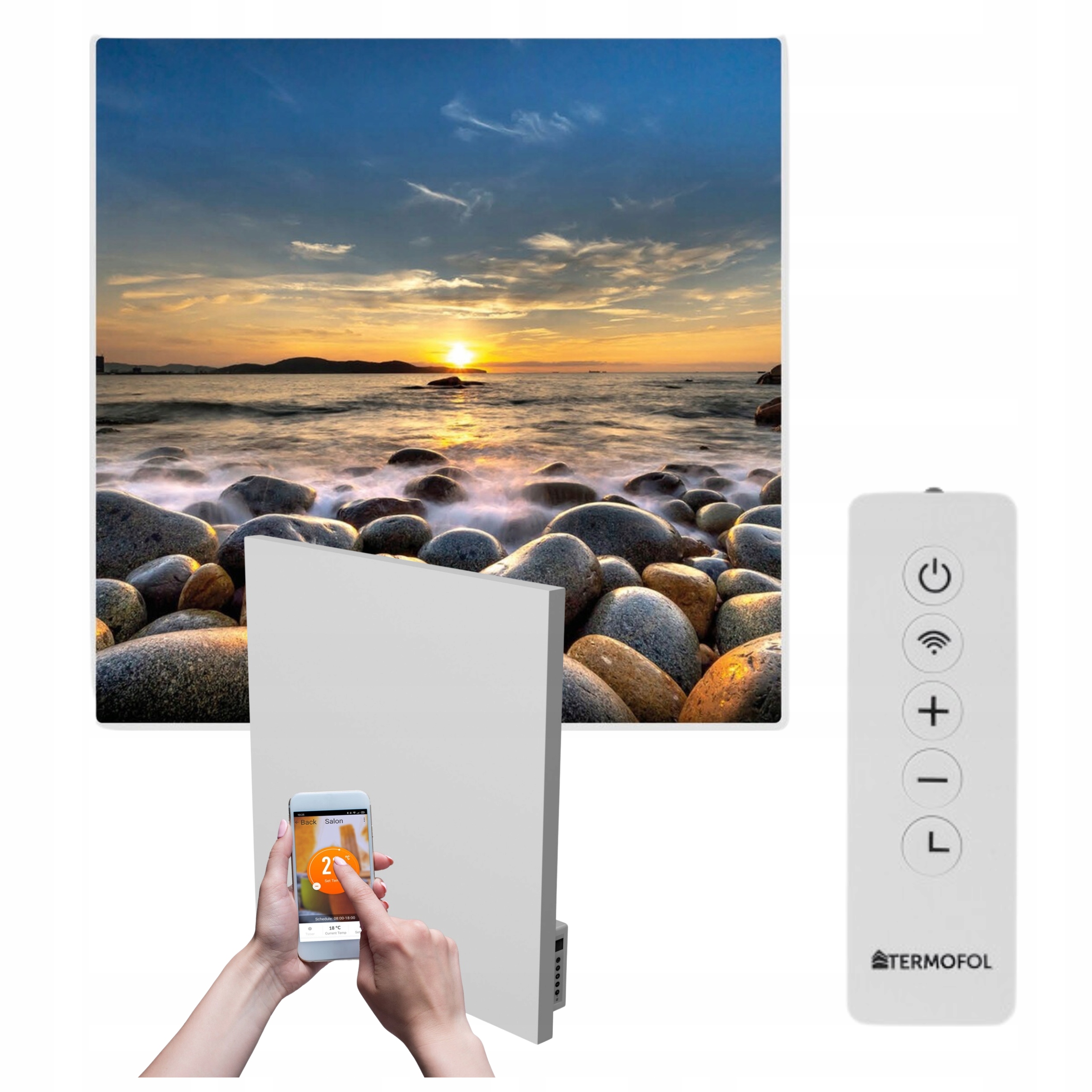 Infračervený ohrievač obraz more západ slnka 350 W 60x60 cm WiFi