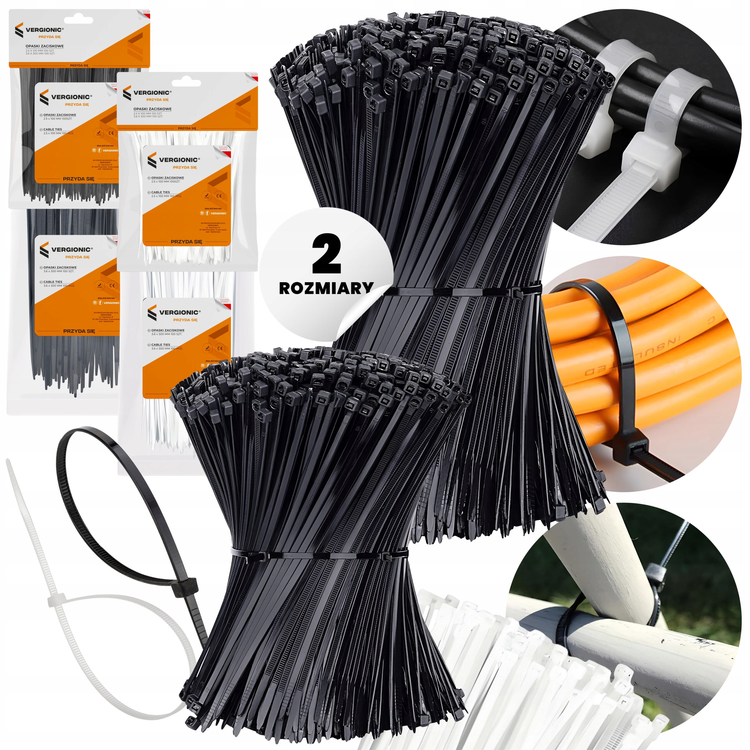 Opaski zaciskowe czarne 2 x 100 szt. 200 szt.