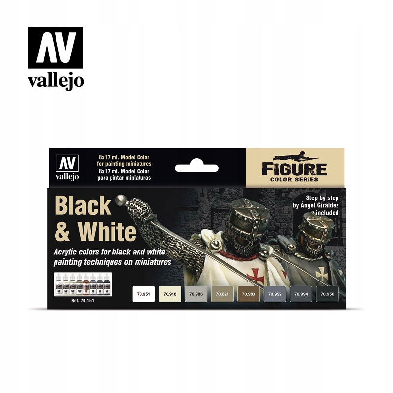Sada 8 Barev Vallejo MC Black & White 70151