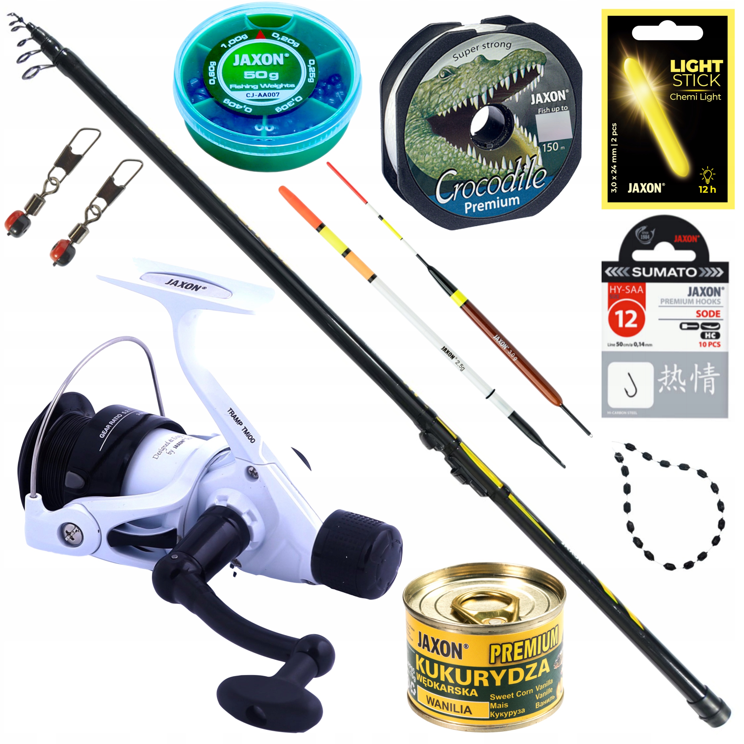 Zestaw spławikowy Bolonka wędka kołowrotek akcesoria na spławik Jaxon 4m