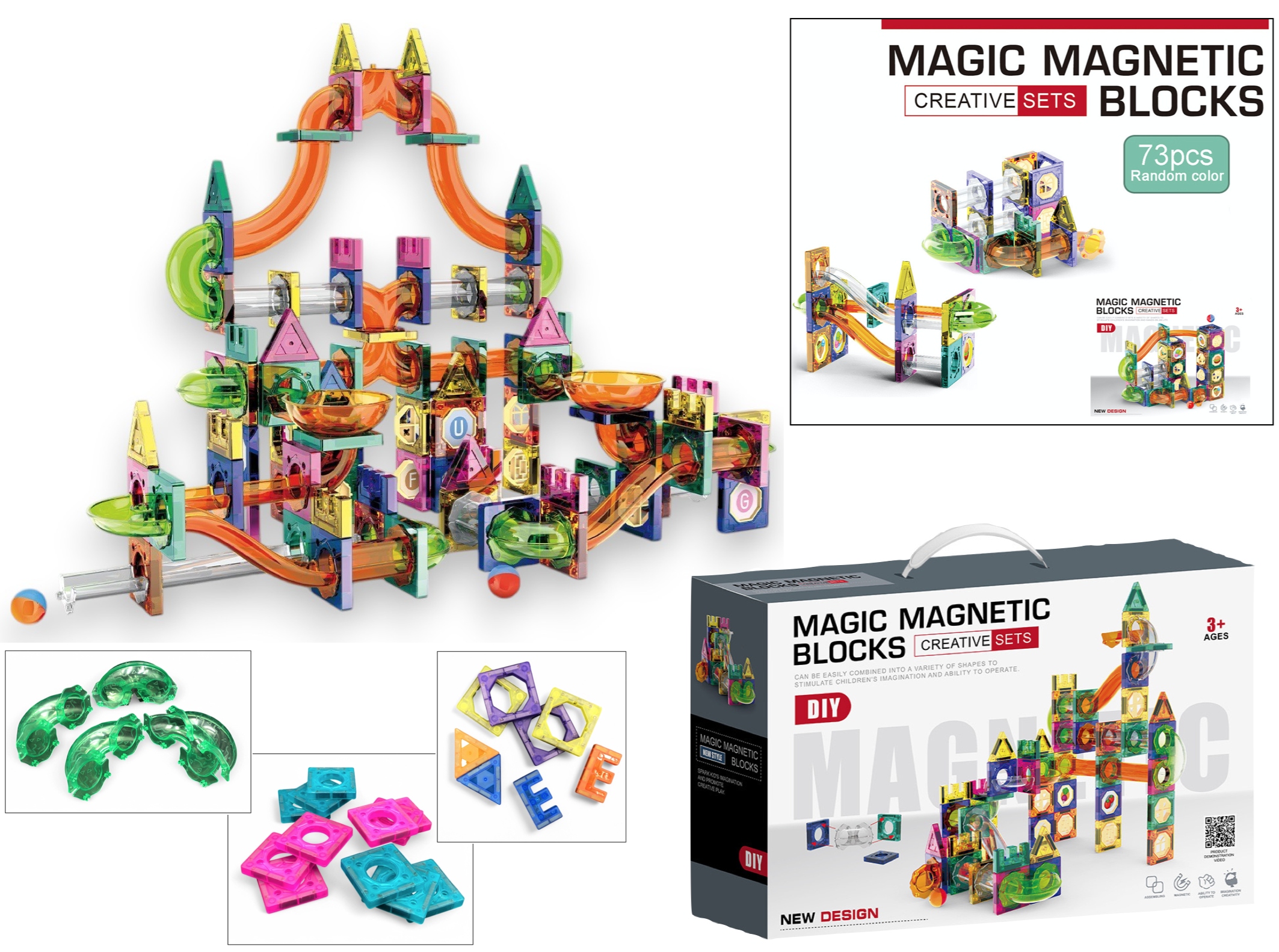 Klocki Magnetyczne Do Układania 3D Klocki Dla Dziecka Z Magnesami 73 Elem.