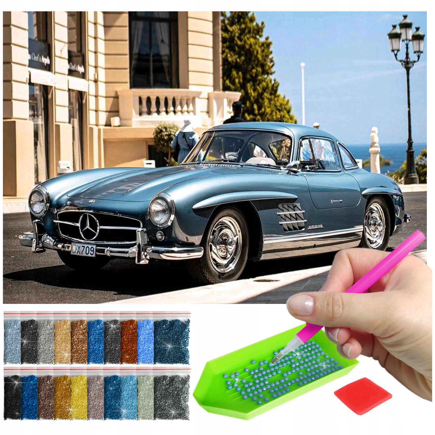 Auto Výšivka Diamantový diamond painting mozaika klasika stará 60x40cm