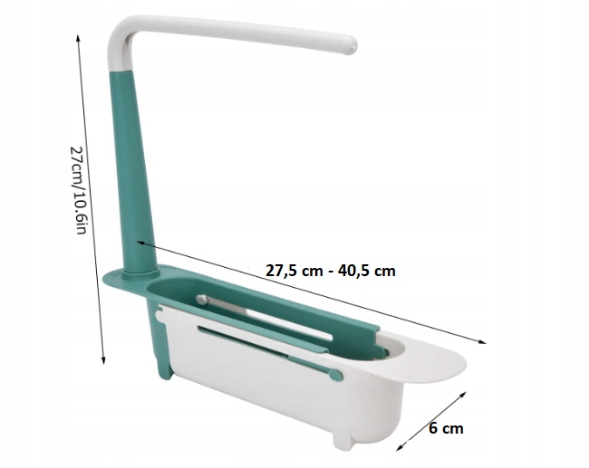 Teleskopowy stojak zlewu do przechowywania regulowany ociekacz zielony krem Kolor biały