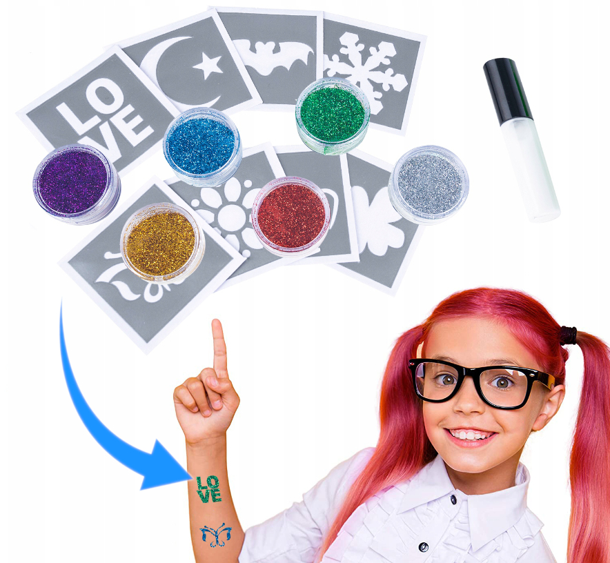 FARBY DO WŁOSÓW KOLOROWE TATUAŻE BROKATOWE DZIECI Płeć dziewczynki