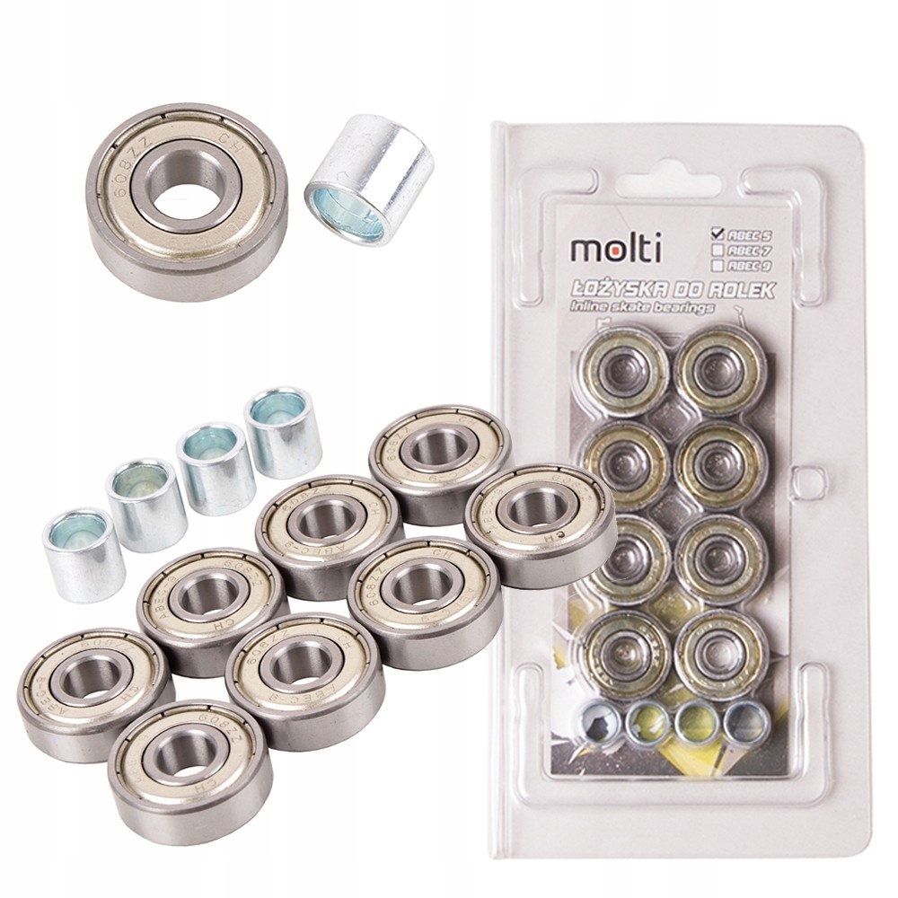Łożyska do rolek hulajnogi 8x abec5 zestaw tulejki molti