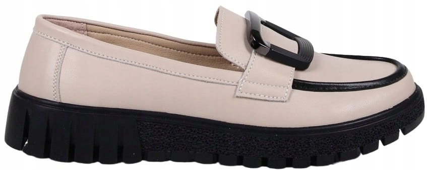 Polobotky S Ozdobnou Sponou Nazouvací Dámské Kožené Mokasíny Béžové Módní