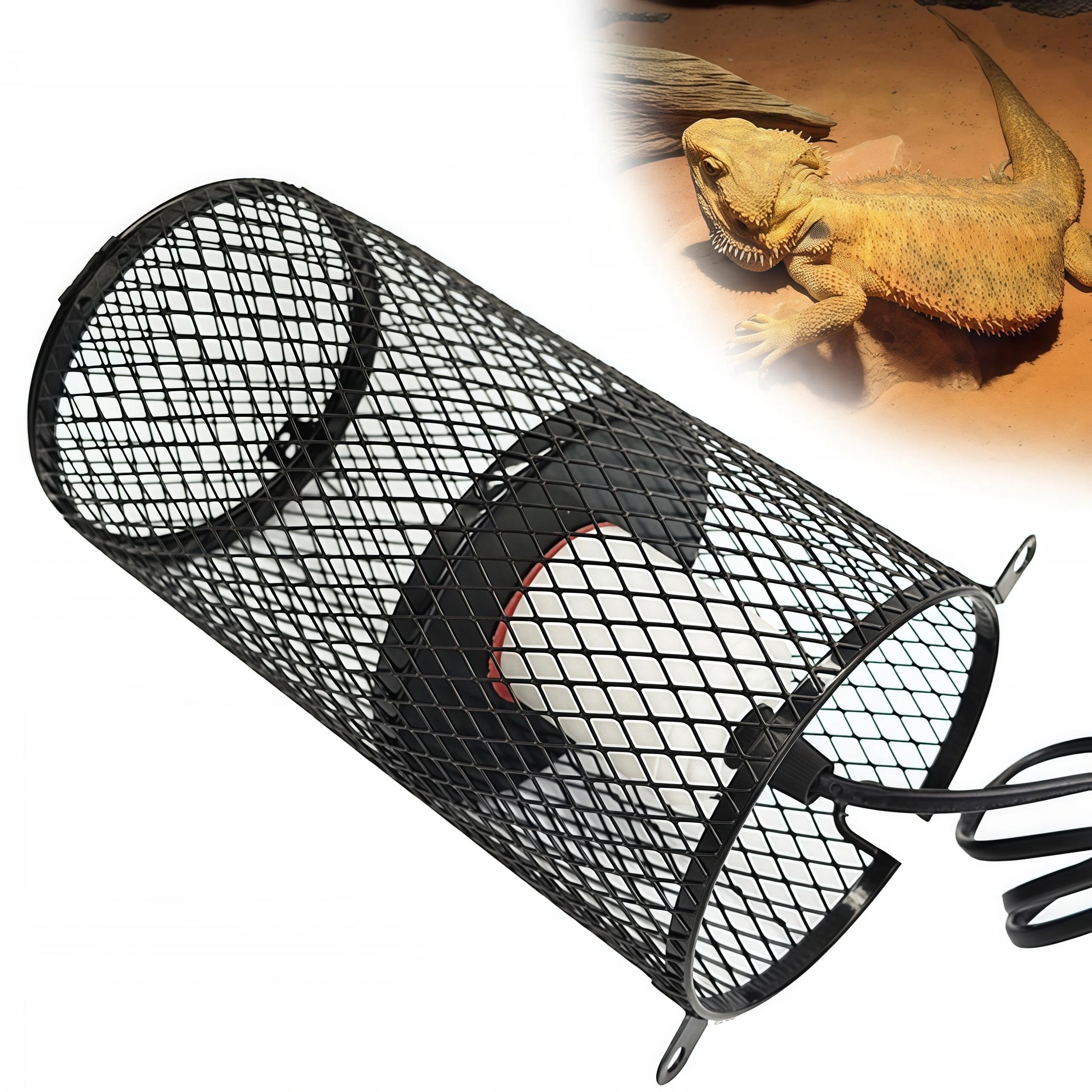 Protipopáleninová Krytka Lampy Pro Ještěrky Do Terária, Kovový Zámek