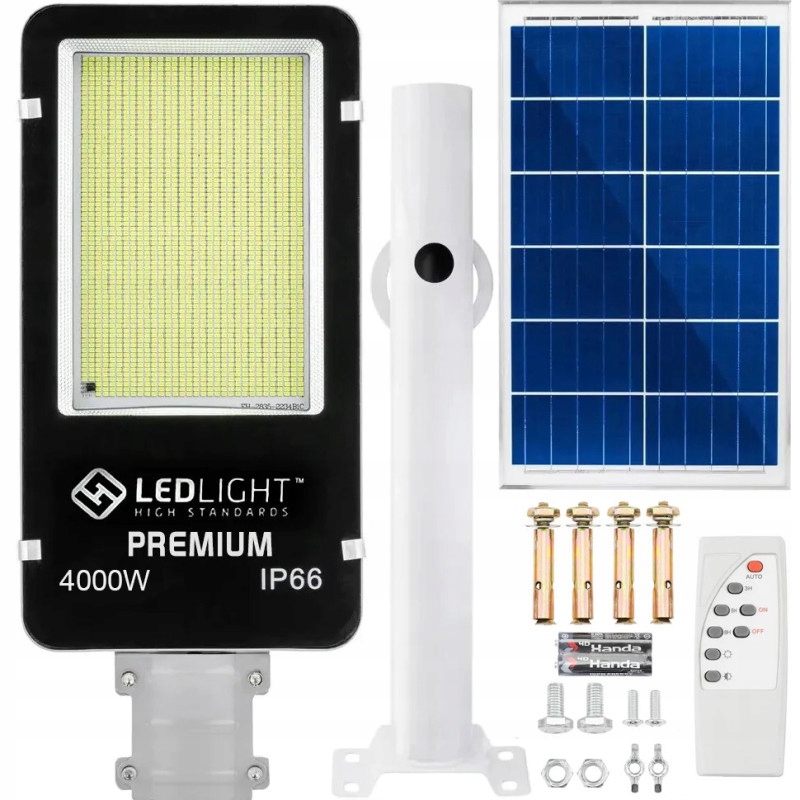 Mocná Solárna Ulická Lampa 1648x Led 4000W Lampáš Na Stĺp Svetelný Panel