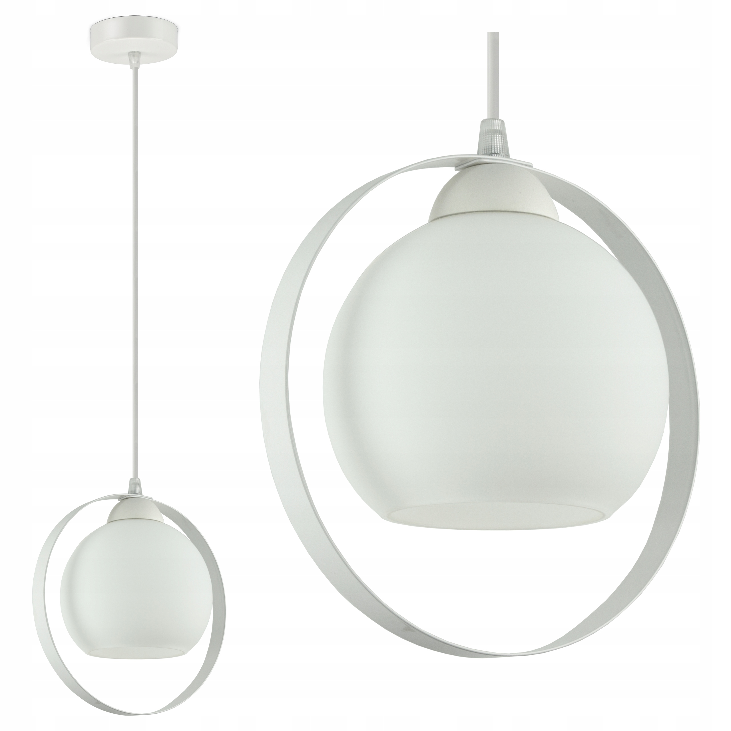 

Lampa Wisząca Żyrandol Biały Szklana Mleczna Kula