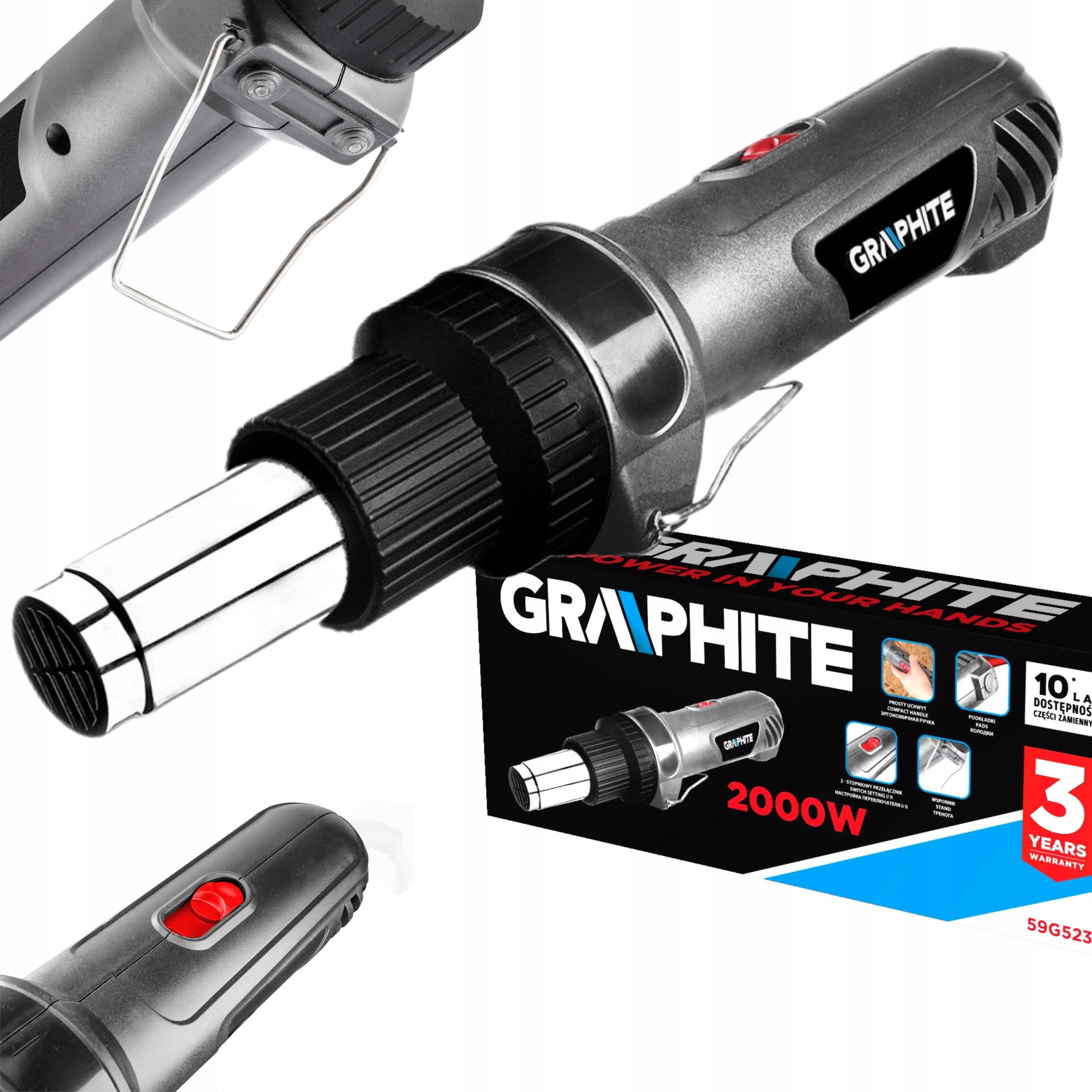

Graphite Opalarka 2000W 350°C/550°C Uchwyt Prosty
